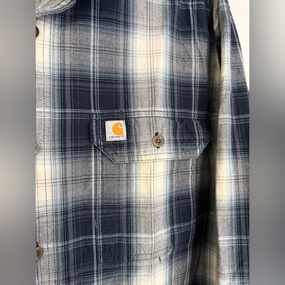 Carhartt Men's Blue and White Plaid Shirt - Picture 2 of 6